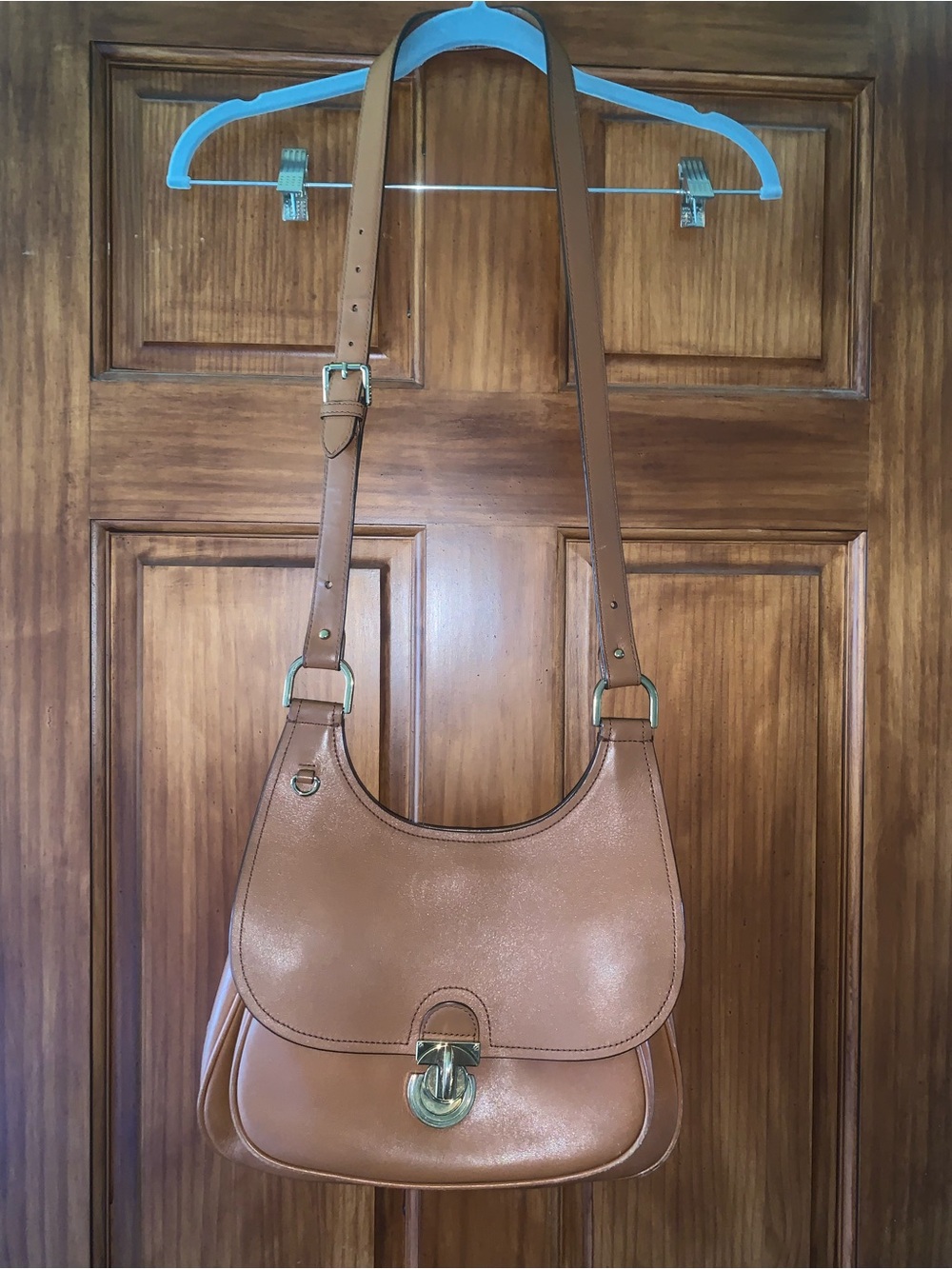 Tory Burch Leather Saddle Crossbody Bag in Tan